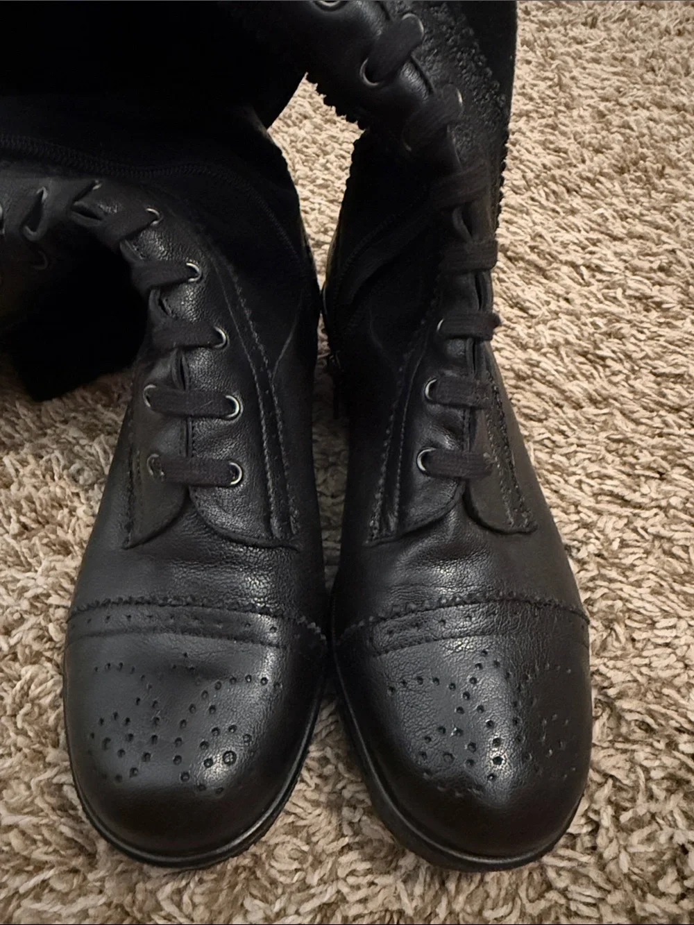 Stuart Weitzman Black Over-the-Knee Lace-Up Boots